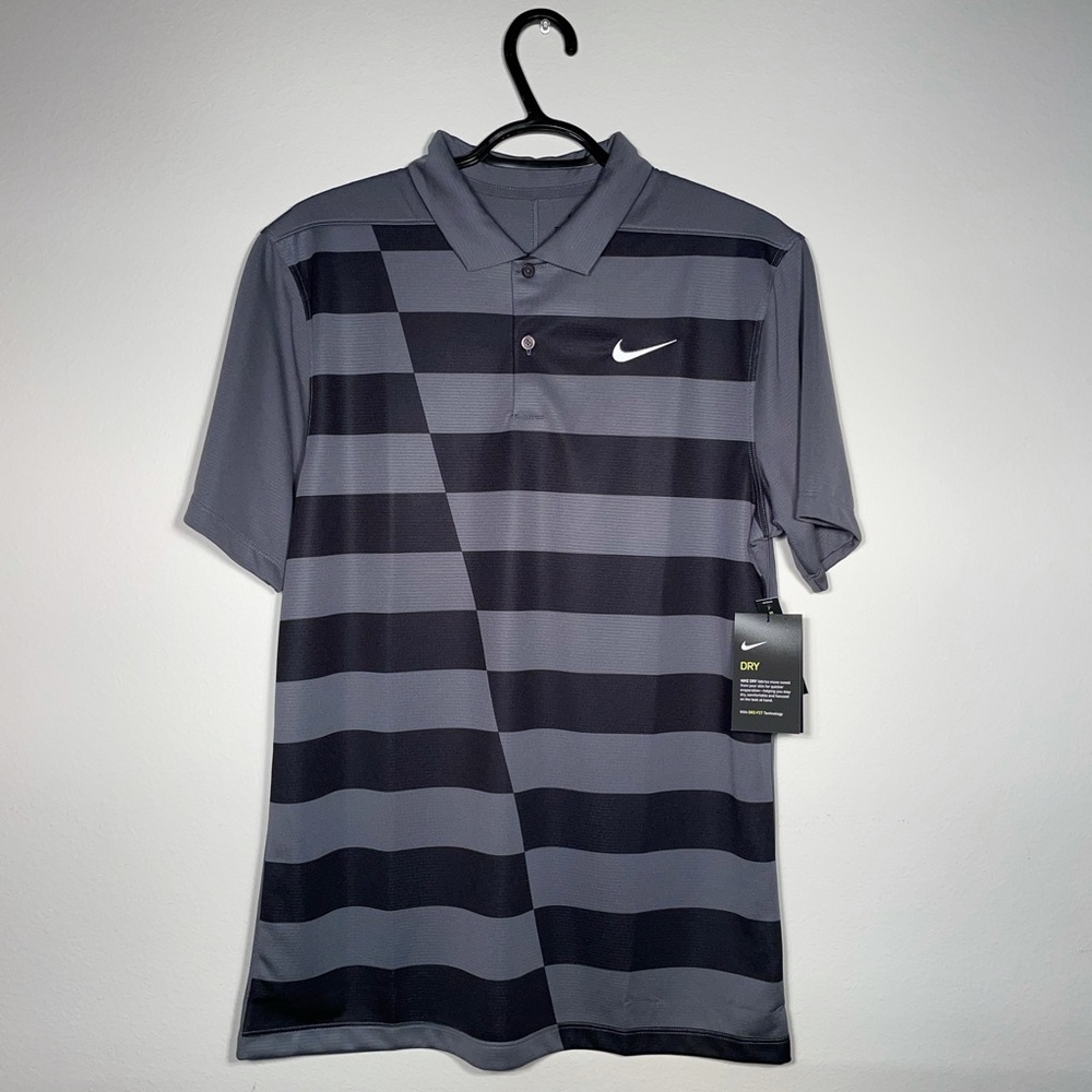 Nike Men's Dry Graphic Hacked Golf Polo Grey/Black CK5921 021 Multiple Sizes